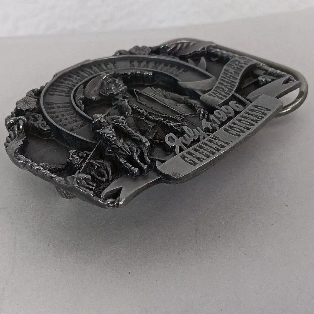 Vintage 1996 Metal Belt Buckle Greeley Independence Stampede Colorado 98/250